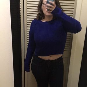 Blue knit cropped sweater